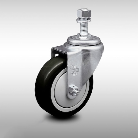 Service Caster 4 Inch SS Black Polyurethane Wheel Swivel 1/2 Inch Threaded Stem Caster SCC SCC-SSTS20S414-PPUB-BLK-121315